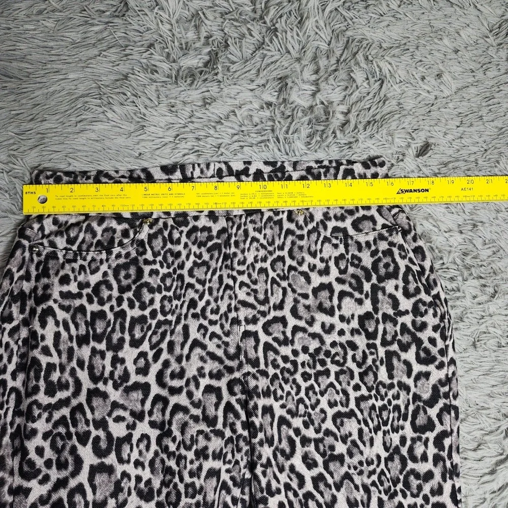 Michael Kors Jegging Legging Pants Large Leopard Print Gray Black Skinny Pull On